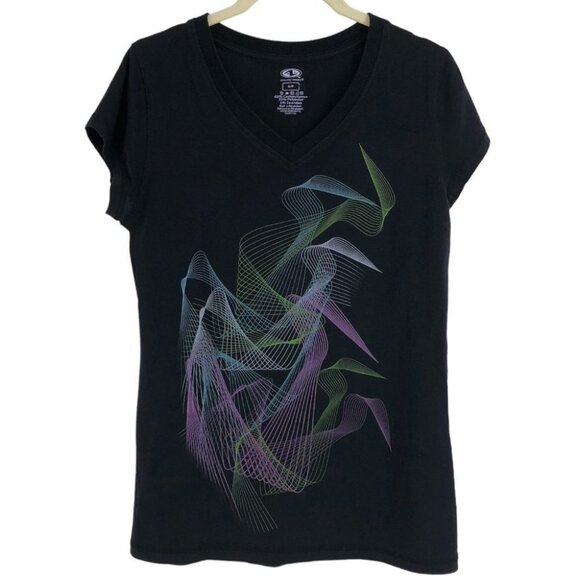 Athletic Works Black Abstract Graphic Short Sleeve Scoop Neck T-shirt size S - Picture 1 of 12